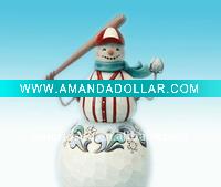 polyresin snowman figurine with baseball