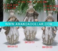 bark effect christmas snowman figurine