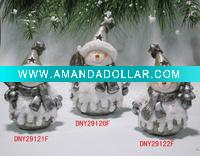 bark effect ceramic snowman figurine