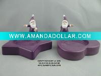 Wholesale Ceramic purple glaze christmas Santa Claus antique candlesticks