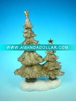 Wholesale 11.5"Polyresin double Chrismas tree on snowfield