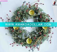Wholesale Candle Artificial Christmas Wreath Fruit Berries Wreath