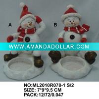 Wholesale 2asst polyresin snowman with candle holder for christmas use