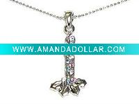 Wholesale White gold plating christmas theme crystal candle necklace