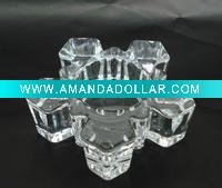Wholesale high clear heavy glass snow T-light candle holder cup for christmas