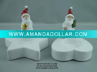Wholesale Ceramic white glaze christmas standing Santa Claus Candlestick