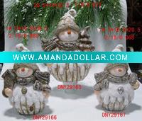 Wholesale bark effect pottery snowman figurine