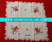 polyester candle flower christmas tablecloth