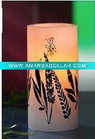 Wholesale LED flameless wax candle with Relief leave sticker