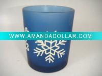 Wholesale snowflake glass candle holder for Christmas decoration