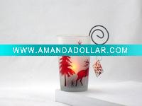 Wholesale glass candle holder with Christmas design