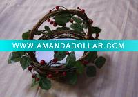 Wholesale Handmade nature candle basket with cherries waved by rattan