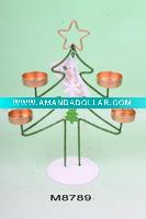 Wholesale christmas gift christmas decoration metal gift metal craft metal christmas tree with candle holder