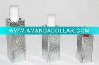 candle holder with leather fabric