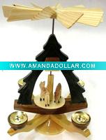 Wholesale wooden christmas windmill, with 4pcs candle holder
