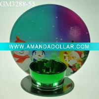 Wholesale christmas glass candle holder with mirror