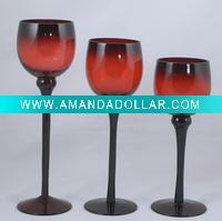 Wholesale red glass hurricane candle holder