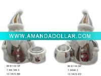 Wholesale Electroplating ceramic christmas santa candle holder