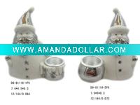 Wholesale Electroplating ceramic santa candle holder