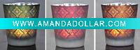 Wholesale machine made christmas glass tea light candlestick glass candle holder