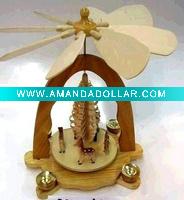 Wholesale Wooden christmas windmill w/candle holder
