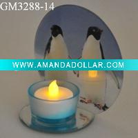 Wholesale frosted glass christmas candle holder