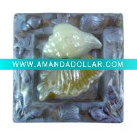 Wholesale 2pc Shell Designed Candle W/ Plate Size:13x13cm - A05304