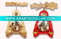 Wholesale Christmas wooden pyramid w/candle holder,2 asst.