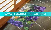 Purple Flower and Bird Design Polyester Rug