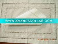 Wholesale linen napkin handkerchief with hand embroidery