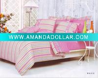 printed bed cover - Pink stripes
