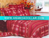 4 pcs printed bed cover - Red plaid