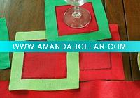 hand hemstitch linen coaster