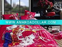 Wholesale 100% cotton reactive print bedding set romantic cotton printed bedding set