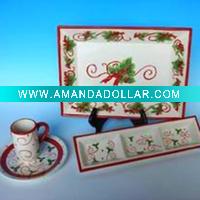 Wholesale Ceramic Christmas plate and mug set