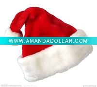 Wholesale plush Christmas santa hat of red and white color