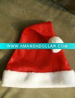 Wholesale plush Christmas santa hat of red and white color