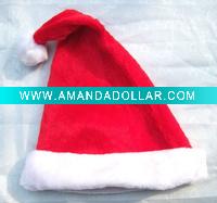 Wholesale fleece Christmas santa hat of red and white color