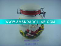 Wholesale ceramic food storage canister with santa claus