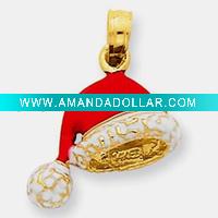 Wholesale Gold enamel Santa hat charms