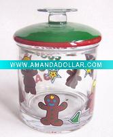 Wholesale Christmas handpainted glass candy jar