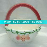 Wholesale ceramic christmas decorative basket