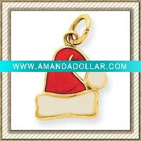 Wholesale 14K Gold Enameled Santa Hat Pendant