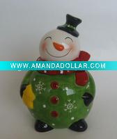 Ceramic Christmas Snowman Jar