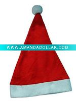 Wholesale fleece hot stamp Christmas santa hat of red and white color