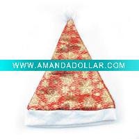 Wholesale fleece hot stamp Christmas santa hat of red and white color