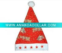 Wholesale Cotton Santa Claus hat, dancing Christmas hats, printed fabric hat, flash Christmas hat, new Christmas hat