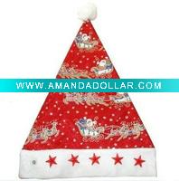 Wholesale Cotton Santa Claus hat, dancing Christmas hats, printed fabric hat, flash Christmas hat, new Christmas hat