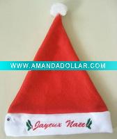 Wholesale red christmas Santa Claus hat, embroider Christmas Hat, baby new Christmas hat, flash Children Christmas hat, Kids' xmas toy hat