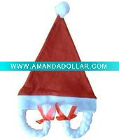 Wholesale girl Christmas Hats with two braids, Santa Claus hat braids,fashion xmas ornament hat, decorative Xmas hat, art craft gifts hat